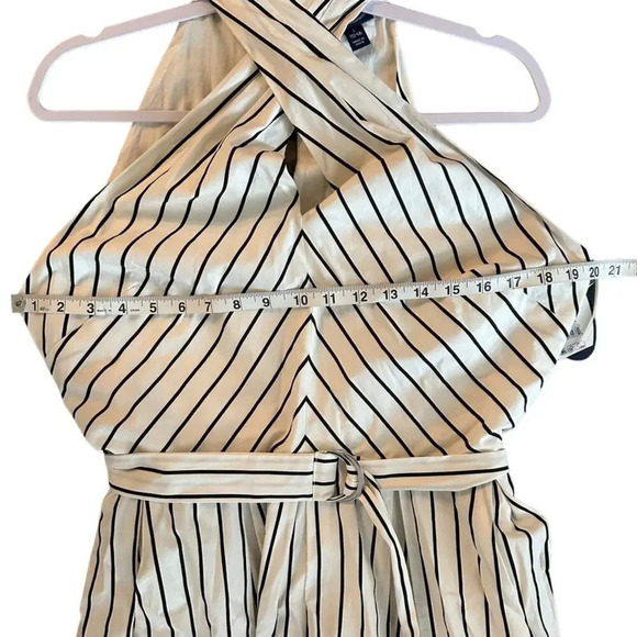 Scoop Belted Halter Midi Dress Women's L White Black Lined Minimalist - Picture 7 of 8